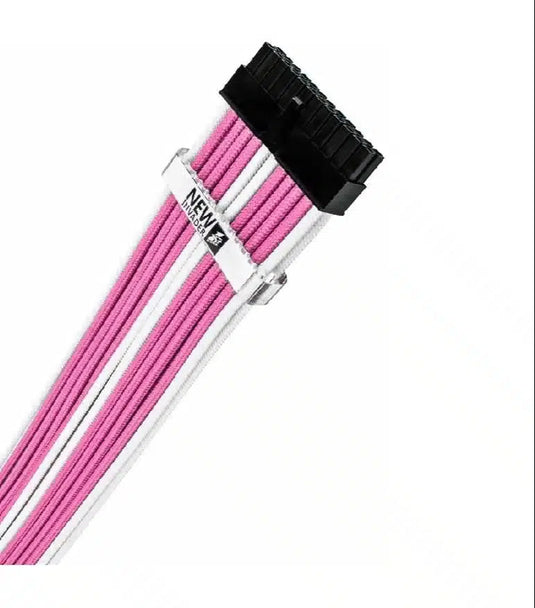 1STPLAYER STEAMPUNK PKW-001 PINK/WHITE PSU SLEEVED EXTENSION CABLE-CABLE-Makotek Computers
