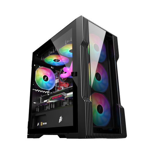1STPLAYER T3-G | TRILOBITE | MID-TOWER GAMING CASE WITH FRONT MESH/TG-SIDE/ M-ATX BLACK 6 MONTHS WARRANTY PC CASE