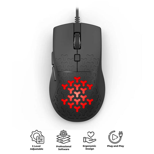 REDRAGON AVALON | M621 | BLACK | WIREDE USB | ADJUSTABLE DPI | ERGONOMIC DESIGN | 7 DYNAMIC RGB LIGHTING MODES | OPTICAL SENSOR | 1000HZ POLLING RATE | 6 PROGRAMMABLE BUTTONS | 6 MONTHS WARRANTY MOUSE