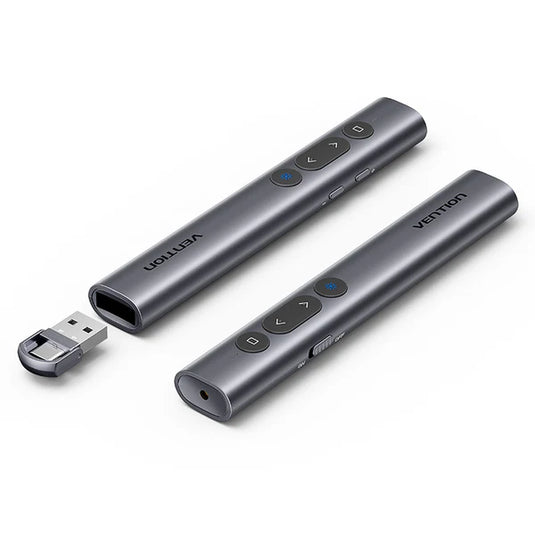 VENTION KQIH0 | WIRELESS LASER PRESENTER WITH RED LASER POINTER | ONE-TOUCH HYPERLINK | ONE-TOUCH BLACK SCREEN | RECEIVER USE USB-A / USB-C | LONG-RANGE REMOTE CONTROL | 100MM BRIGHT LASER | 2.4G WIRELESS TRANSMISSION | 6 MONTHS WARRANTY OTHERS
