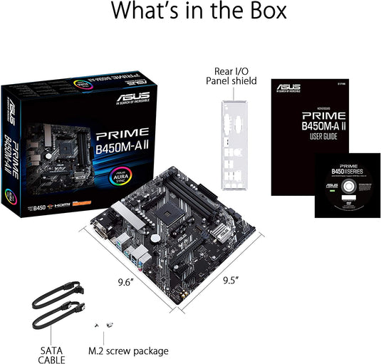 ASUS PRIME B450M-A II M.2 SUPPORT, HDMI/DVI-D/D-SUB, SATA 6 GBPS, 1 GB ETHERNET, USB 3.2 GEN 2 TYPE-A, BIOS FLASHBACK™, AND AURA SYNC RGB LIGHTING SUPPORT, MICRO ATX MOTHERBOARD-MOTHERBOARDS-Makotek Computers