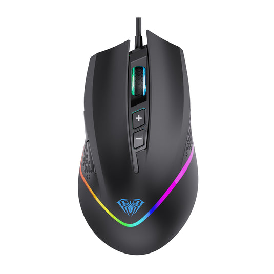 AULA F805 | BLACK | WIRED GAMING MOUSE | 7 PROGRAMMABLE MACRO BUTTONS | ADJUSTABLE 6400DPI | OPTICAL SENSOR | 6 MONTHS WARRANTY MOUSE
