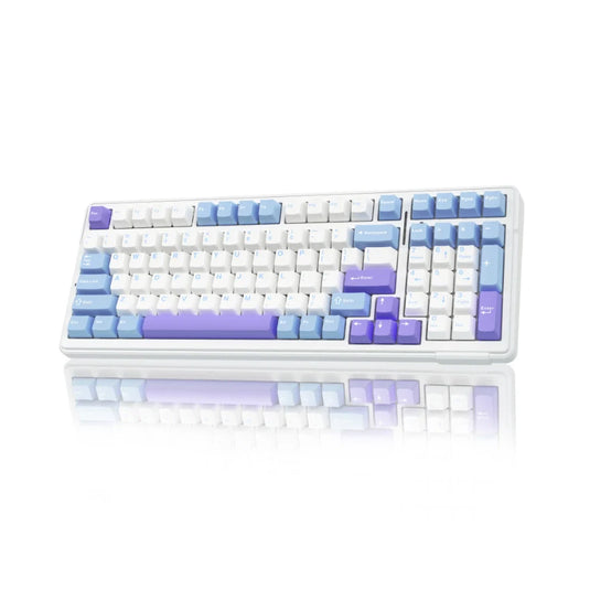 AULA F99 | PURPLE | GRAY WOOD SWITCH | 99 KEYS | 98% LAYOUT | ADVANCED GASKET-MOUNTED MECHANICAL KEYBOARD | TRI-MODE: 2.4GHZ WIRELESS / BLUETOOTH / WIRED | HOT-SWAPPABLE PCB | PBT KEYCAPS | RGB LIGHTING EFFECTS | 6 MONTHS WARRANTY KEYBOARD