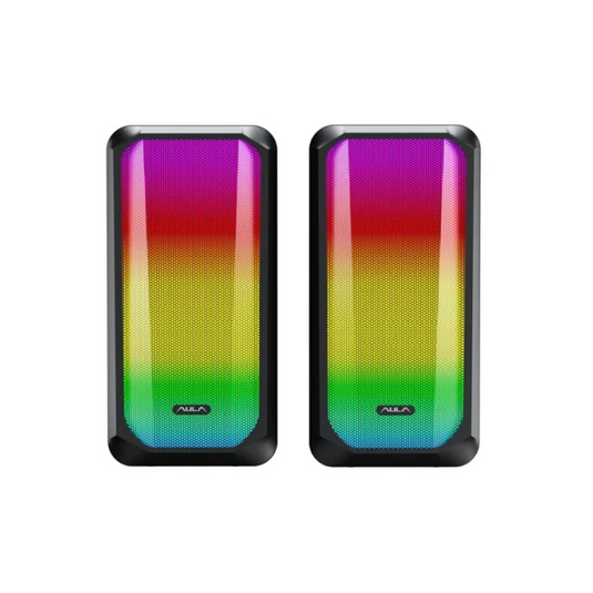 AULA N600 | DESKTOP GAMING SPEAKER | 2.0 STEREO | RGB LIGHTING EFFECTS | USB-POWERED 5V + 3.5MM AUDIO INPUT | EASY VOLUME ADJUSTMENT | DUAL 3W SPEAKERS | 6 MONTHS WARRANTY SPEAKER