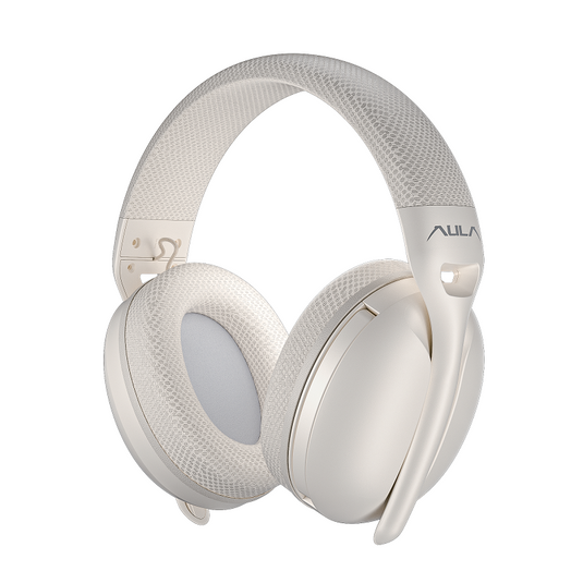 AULA S6 | MILKTEA | TRI-MODE: 2.4GHZ WIRELESS / BLUETOOTH / WIRED | SOFT EAR CUSHIONS | ADJUSTABLE HEADBAND| OMNIDIRECTIONAL MICROPHONE | 6 MONTHS WARRANTY HEADSET