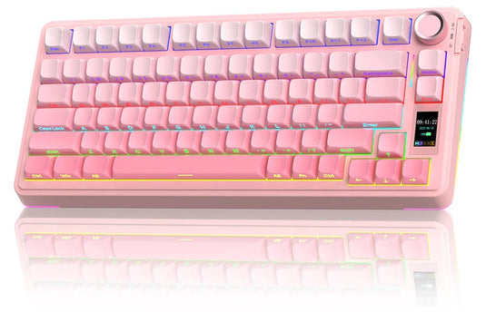 AULA S75 PRO | GRADIENT PINK | 80 KEYS | 75% COMPACT LAYOUT | PER-KEY RGB BACKLIGHT | TRI-MODE: 2.4GHZ WIRELESS / BLUETOOTH / WIRED | HOT-SWAPPABLE | GRAY WOOD SWITCH MECHANICAL SWITCH | N-KEY ROLLOVER | 4000HZ POLLING RATE | 6 MONTHS WARRANTY KEYBOARD