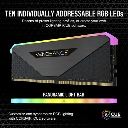 CORSAIR VENGEANCE RGB RT 16GB (2 X 8GB) DDR4 DRAM 3200MHZ C16 MEMORY KIT BLACK RAM | 12 MONTHS WARRANTY | MEMORY