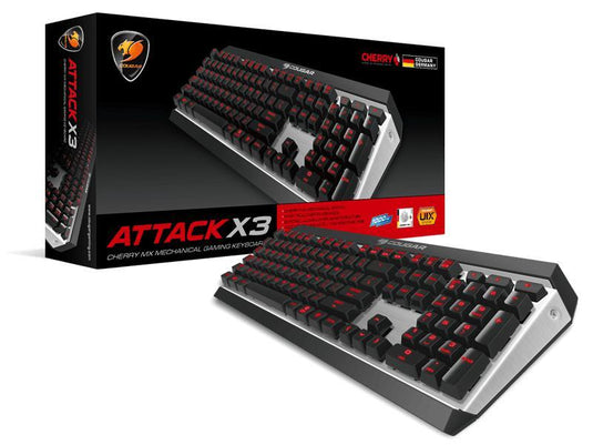 COUGAR ATTACK X3 RED SWITCH/ MECHANICAL CHERRY MX GAMING KEYBOARD-KEYBOARD-Makotek Computers