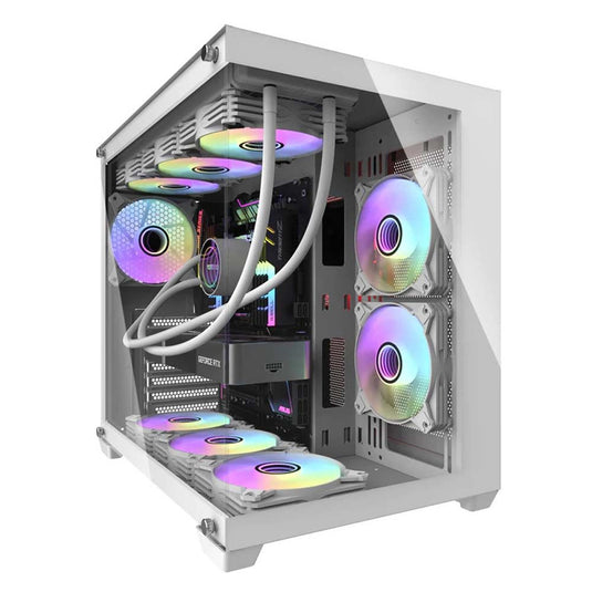 DARKFLASH C285PW | ATX | 3 * 120MM / 240MM FAN TOP / BOTTOM | 1 * 120MM BACK | 2 * 120MM / 240MM SIDE | TEMPERED GLASS | WHITE PC CASE