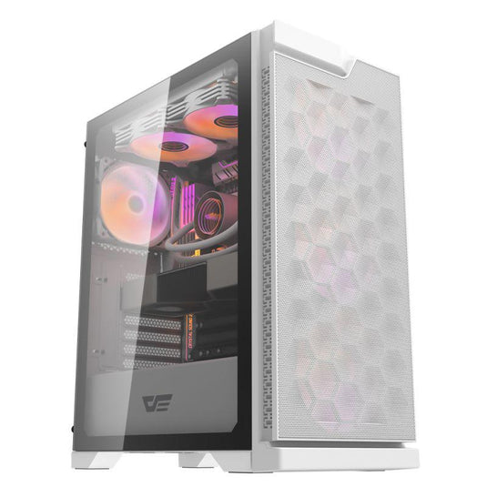 DARKFLASH DK361 WHITE WITH 4 ARGB FAN ATX PC CASE-CASE-Makotek Computers