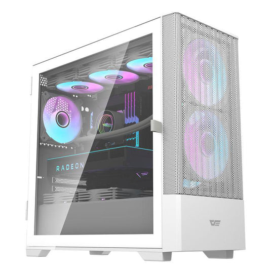 DARKFLASH DK415M M-ATX WHITE WITH 2X140MM ARGB FAN PC CASE-CASE-Makotek Computers