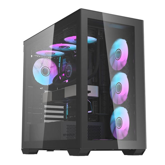 DARKFLASH DLX 4000 GLASS - B DARK FLASH DLX 4000 | 2 * 360MM RADIATOR SUPPORT | GLASS | BLACK PC CASE