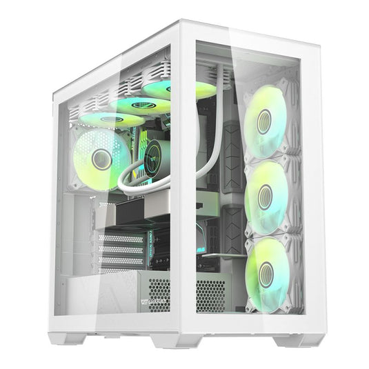 DARKFLASH DLX 4000 GLASS - W DARK FLASH DLX 4000 | 2 * 360MM RADIATOR SUPPORT | GLASS | WHITE PC CASE
