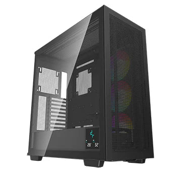 DEEPCOOL MORPHEUS BLACK PC CASE | E-ATX | WITH PCI-E 4.0 RISER CABLE | VERTICAL GPU MOUNT | MODULAR | TEMPERED GLASS | 420MM * 1 FAN INCLUDED | PC CASE
