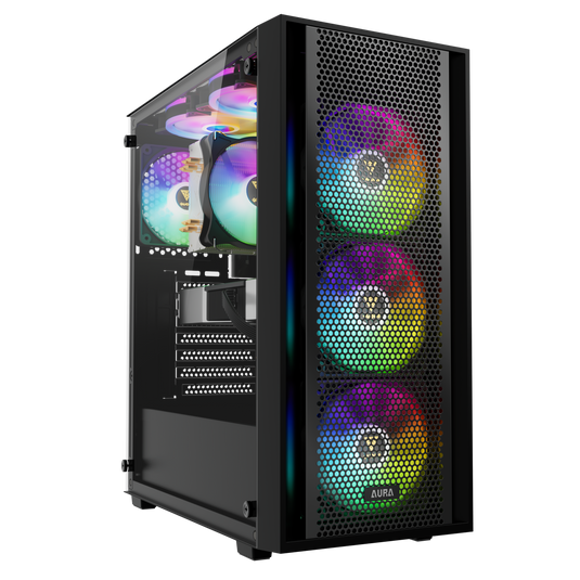 GAMDIAS GC2 ELITE BLACK | PREFORATED RGB MID-TOWER CASE | MESH FRONT PANEL | MAGNETIC DUST FILTER | ATX | M-ATX | MINI-ITX |  4 BUILT IN 120MM FIXED RGB FANS |  6 MONTHS WARRANTY PC CASE