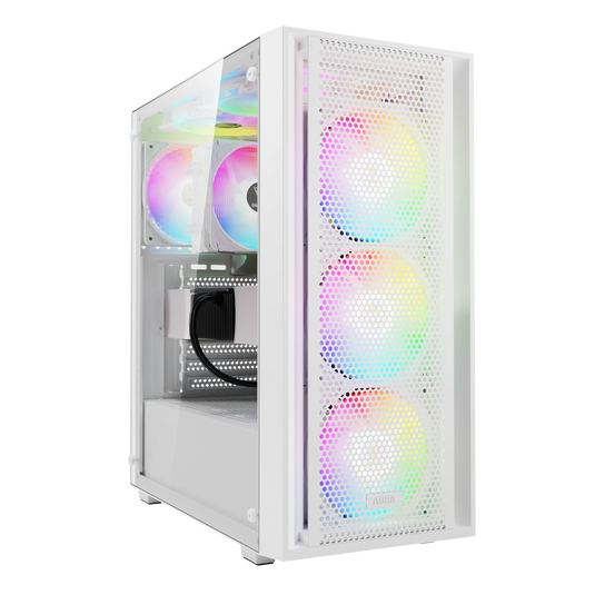 GAMDIAS GC2 ELITE WHITE | PREFORATED RGB MID-TOWER CASE | MESH FRONT PANEL | MAGNETIC DUST FILTER | ATX | M-ATX | MINI-ITX | 4 BUILT IN 120MM FIXED RGB FANS | 6 MONTHS WARRANTY PC CASE