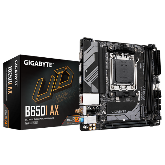 GIGABYTE GA-B650I-AX AX | DIMM SLOTS * 2 | PCI-E 4.0 X 16 |PCI-E 4.0 M2 | ITX | AM5 | 12 MONTHS WARRANTY | MOBOARD