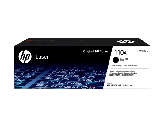 HP 110A (W1112A) | BLACK | ORIGINAL LASER TONER CARTRIDGE | PAGE YIELD (BLACK AND WHITE): 1500 PAGES | SHARP | VIBRANT AND RELIABLE PRINTING | 6 MONTHS WARRANTY TONER
