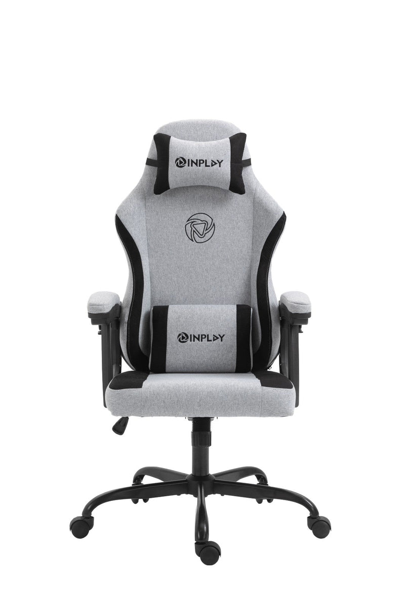 INPLAY FOX F5W WHITEGRAY FABRIC MATERIAL GAMING CHAIR Makotek Computer Sales Inc