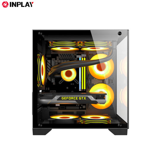 INPLAY INPLAY SEAVIEW S100 B | M-ATX | 4 PCI-E SLOTS | TEMPERED GLASS | 2 * 120MM SIDE | 2 * 120MM TOP | 2 * 120MM BOTTOM | 1 * 120MM REAR | BLACK PC CASE