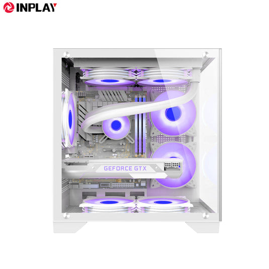 INPLAY INPLAY SEAVIEW S100 W | M-ATX | 4 PCI-E SLOTS | TEMPERED GLASS | 2 * 120MM SIDE | 2 * 120MM TOP | 2 * 120MM BOTTOM | 1 * 120MM REAR | WHITE PC CASE
