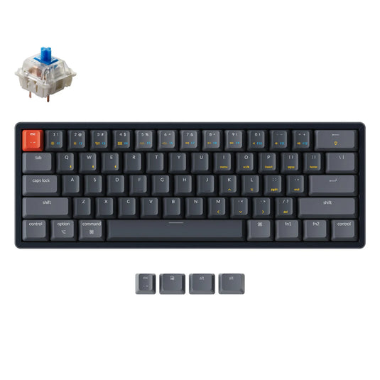 KEYCHRON K12 C2 |RGB BACKLIGHT ALUMINUM FRAME |BLUE SWITCH | GATERON MECHANICAL| WIRED OR WIRELESS MODE | 60% LAYOUT | 6 MONTHS WARRANTY KEYBOARD