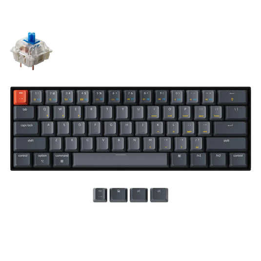 KEYCHRON K12 H2 | RGB BACKLIGHT | BLUE SWITCH | GATERON G PRO MECHANICAL | HOT-SWAP SWITCH | WIRED OR WIRELESS MODE | 61 KEYS | 6 MONTHS WARRANTY KEYBOARD