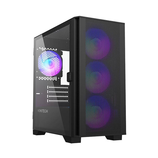 MONTECH AIR 100 ARGB BLACK MATX WITH 4X ARGB FAN CASE-CASE-Makotek Computers