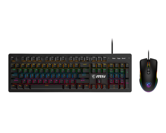MSI FORGE GK300 COMBO - BLUE SWITCH | BLACK | KEYBOARD AND MOUSE | USB 2.0 | 9 AND 5 - MODE RGB | 20M AND 10M CLICKS | 7200 DPI | 7 BUTTONS | 1.5M CABLE |6 MONTHS WARRANTY MOUSE AND KEYBOARD