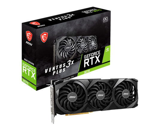 MSI GEFORCE RTX 3070 VENTUS 3X PLUS 8G OC LHR GDDR6 | 8GB | 14GBPS | 256BIT | 650W | 1755 MHZ | 5888 CUDA CORES | 7680 x 4320 DIGITAL MAX RESOLUTION | 12 MONTHS WARRANTY GRAPHICS CARD