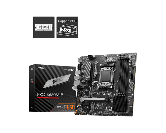 MSI PRO B650M-P | DDR5 | 4 DIMM SLOT | 1 HDMI | 1 DP | 1 VGA | 1X PCI-E X16 SLOT | 2X PCIE M.2  4.0 | FLASH BIOS BUTTON | AM5 | 12 MONTHS WARRANTY | MOTHERBOARD