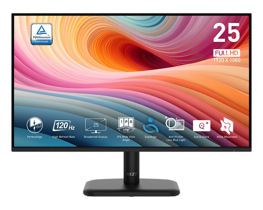 MSI PRO MP251L E2 24.5" MONITOR | 120HZ | 1920 x 1080 (FHD) | IPS | 1MS (MPRT) / 4MS (GTG) | 12 MONTHS WARRANTY MONITOR