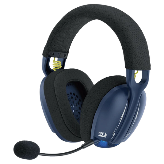 REDRAGON H878BB SKULD PRO | BLACK + BLUE | 3-MODE WIRED WIRELESS AND BLUETOOTH | LIGHT-WEIGHT WITH BACKLIGHT | DETACHABLE | NOISE CANCELLING MICROPHONE | BREATHABLE FABRIC EARCUPS | 6 MONTHS WARRANTY HEADSET