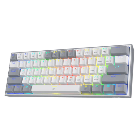 REDRAGON K617 FIZZ (GREY WHITE) REMOVABLE KEYCAP RED SWITCH MECHANICAL KEYBOARD | 6 MONTHS WARRANTY
