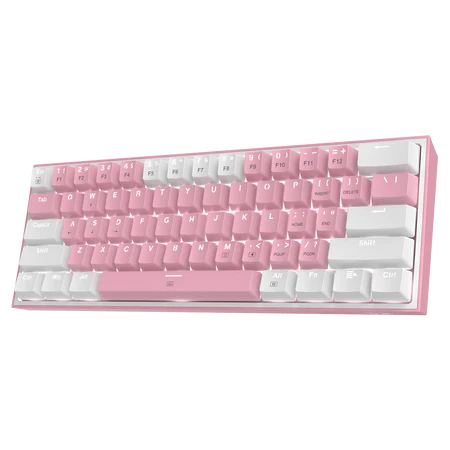 REDRAGON K617 FIZZ (PINK WHITE) REMOVABLE KEYCAP RED SWITCH MECHANICAL KEYBOARD | 6 MONTHS WARRANTY