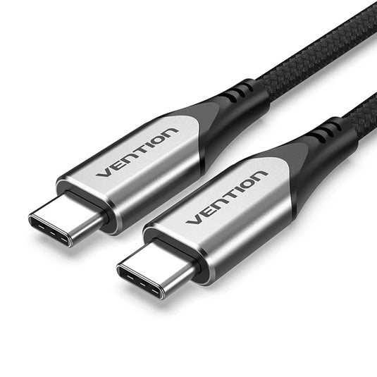 VENTION TAAHF | 1M | ALUMINUM ALLOY | USB-C MALE TO USB-C MALE | USB 3.1 | PD 60W | 5GBPS TRANSMISSION RATE | TINNED COPPER | ALUMINUM FOIL AND METAL BRAIDED | 6 MONTHS WARRANTY CABLE