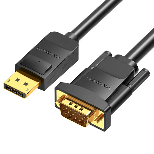VENTION HBLBG | 1.5M | BLACK | DP MALE TO VGA MALE | GOLD-PLATED |1080P@60HZ | TINNED-COPPER | ALUMINUM FOIL + METAL BRAIDED | 6 MONTHS WARRANTY CABLE