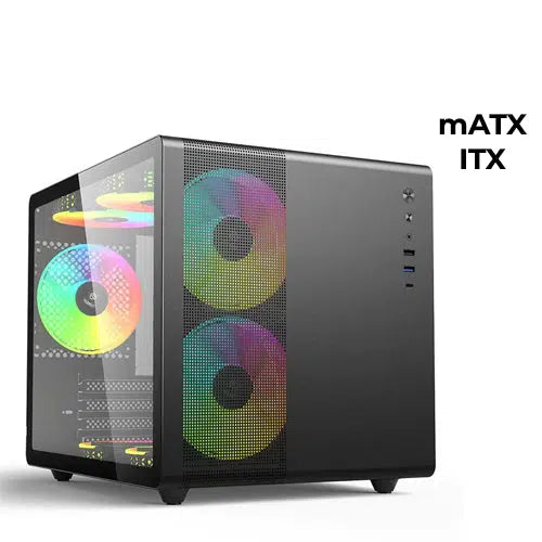 YGT V300 BLACK M-ATX DUAL CHAMBER GAMING CHASSIS-PC CASE-Makotek Computers