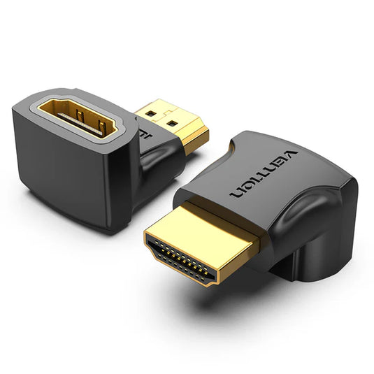 VENTION AIOB0 | 90 DEGREE | BLACK| HDMI A MALE TO HDMI A FEMALE | GOLD-PLATED | DUAL DIRECTION | 4K@60HZ | 6 MONTHS WARRANTY ADAPTER