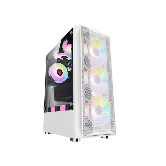 COOLMAN AURORA MESH WHITE GAMING CASE-PC CASE-Makotek Computers