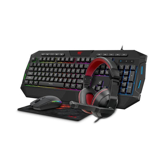 HAVIT GAMENOTE KB501CM 4IN1 GAMING COMBO KEYBOARD MOUSE MOUSEPAD HEADSET-Keyboard-Makotek Computers