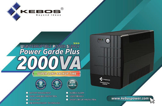 KEBOS PG 2000 POWERGARDE SERIES 2000VA/1200WATTS LINE INTERACTIVE WITH BUILT-IN AVR UPS-UPS-Makotek Computers