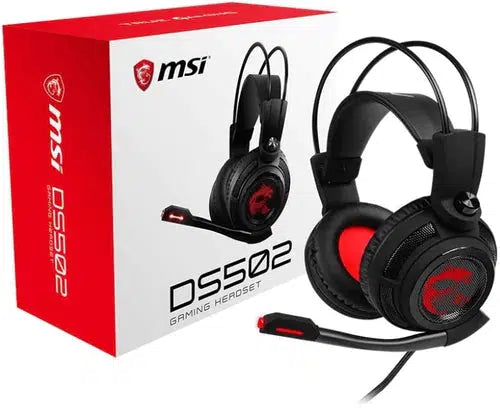 MSI (DS502) WITH MICROPHONE, ENHANCED VIRTUAL 7.1 SURROUND SOUND, SMART VIBRATION SYSTEM, BLACK/RED GAMING HEADSET-HEADSET-Makotek Computers