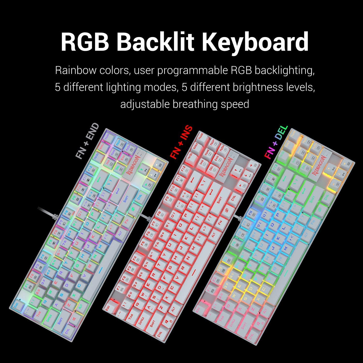 REDRAGON KUMARA WHITE K552W-RGB MECHANICAL GAMING KEYBOARD-KEYBOARD-Makotek Computers