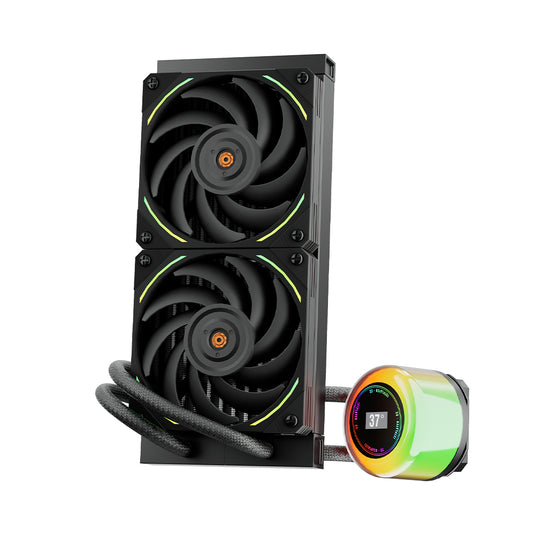 1STPLAYER CC240 ARGB AIO | BLACK | WITH TEMPERATURE DISPLAY | COPPER  ENDOTHERMIC COLD PLATE FOR OPTIMAL HEAT DISSIPATION | 6 MONTHS WARRANTY LIQUID COOLER
