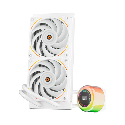 1STPLAYER CC240 ARGB AIO LIQUID CPU COOLER | WITH TEMPERATURE DISPLAY | 2X JAEGER FANS | WHITE |  6 MONTHS WARRANTY LIQUID COOLER