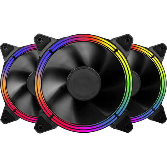 1STPLAYER FC 3 IN 1 | BLACK | ARGB GAMING 120MM FANS WITH HUB + REMOTE KIT (3X FANS) | 6 MONTHS WARRANTY FANS