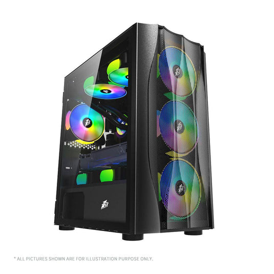 1STPLAYER FIREBASE X3-M MESH BLACK MID-TOWER GAMING CASE-CASE-Makotek Computers
