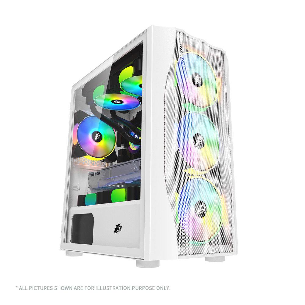 1STPLAYER FIREBASE X3-M MESH WHITE MID-TOWER GAMING CASE-CASE-Makotek Computers