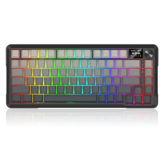 REDRAGON BEHEMOTH PRO | K724SP-RGB-PRO | GRADIANT GRAY | 81 KEYS | 75% LAY-OUT DESIGN | FULL CUSTOMIZABLE SMART LCD SCREEN | 3 MODES CONNECTION: WIRELESS | BLUETOOTH | WIRED | YELLOW SWITCH (LINEAR) | RGB BACKLIGHT | 6 MONTHS WARRANTY KEYBOARD